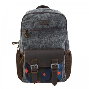 18SC-6942D cestovní plátěný batoh s denním batohem pro mládež z pravé kůže