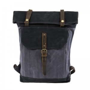 18SC-6776M Vlastní plátěný batoh s batohem z pravé kůže, více kapesní organizérový batoh pro vysokoškoláky